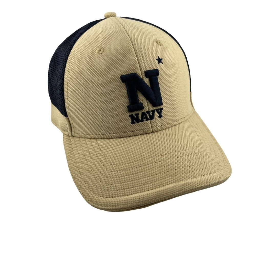 Trucker Cap by Under Armor, Khaki Front, Navy Net, "N" Navy. 2019,  Adjustable